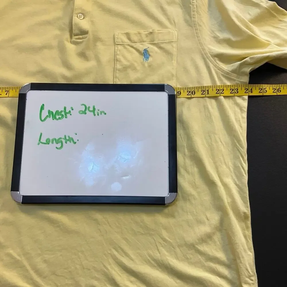 Polo Ralph Lauren Yellow Polo Shirt Men’s Large Classic Fit Cotton Pocket Logo